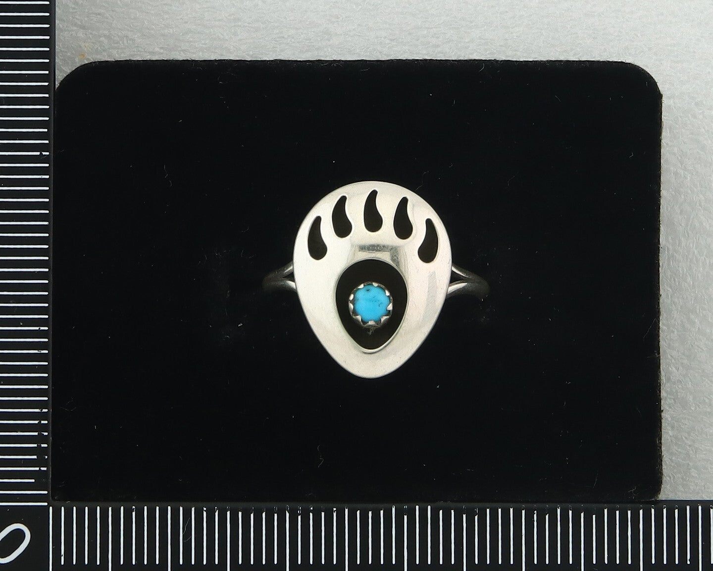 Navajo Paw Ring Sterling Silver Authentic Turquoise Handmade Size 7.75