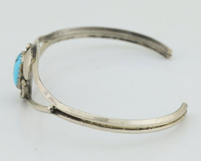 Navajo Bracelet 925 Silver Sleeping Beauty Turquoise Native American Artist C80s