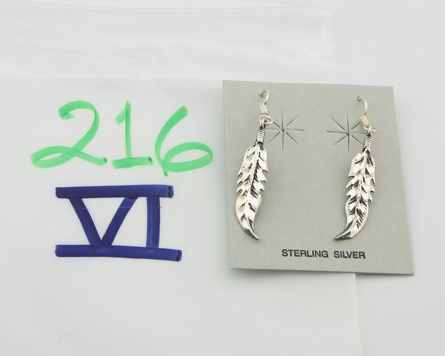Navajo Feather Earrings Sterling Silver Dangle Vintage Authentic Signed Masha