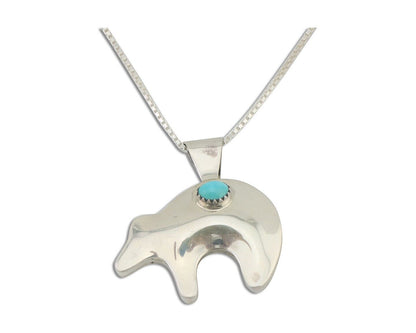 Navajo Spirit Bear Necklace Pendant 925 Sterling Silver Signed C C.80's