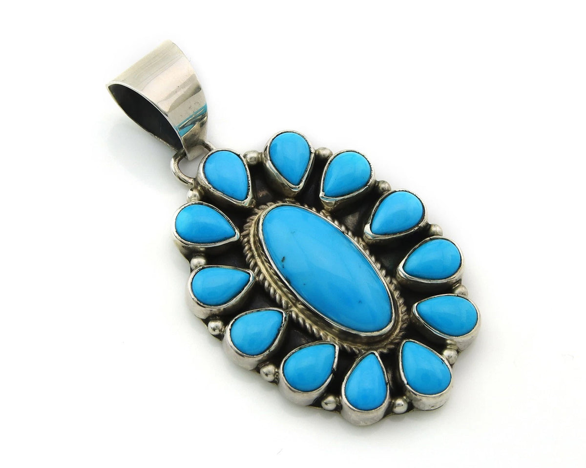 Navajo Pendant Sterling Silver Turquoise Vintage Signed SS