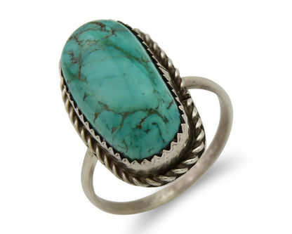 Navajo Ring 925 Sterling Silver Turquoise Native American Artist C.80's