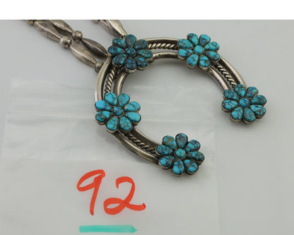 Navajo Necklace 925 Silver Burnham Turquoise Native American Artist C.70's