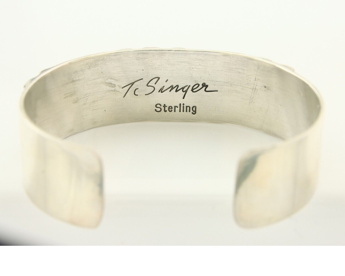 Navajo Bracelet Gold & 925 Silver Handmade 16 mm Wide Signed Thomas Singer C80s