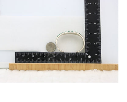 Navajo Cuff Bracelet Sterling Silver Natural Malachite Vintage Signed JM