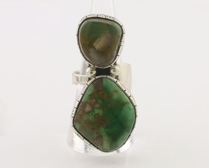 Navajo Ring 925 Silver Natural Green Turquoise Artist Signed M Guerro C.80's