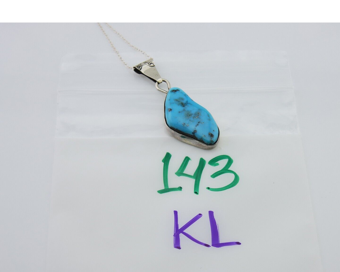 Navajo Necklace 925 Silver Blue Turquoise Artist Signed Tony Guerro C.80's