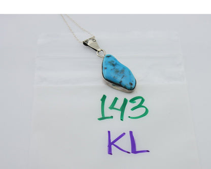 Navajo Necklace 925 Silver Blue Turquoise Artist Signed Tony Guerro C.80's