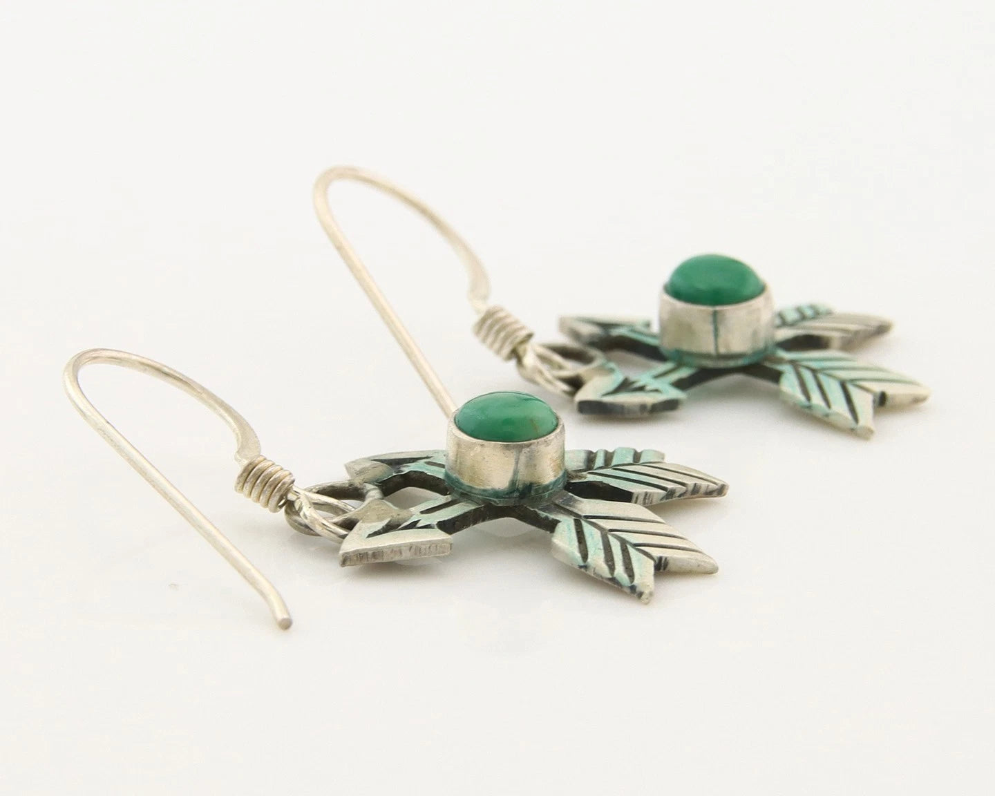 Navajo Arrow Earrings Sterling Silver Turquoise Handmade Vintage Native Artist