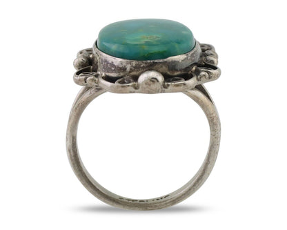 Navajo Handmade Ring 925 Silver Kingman Turquoise Size 4.25 C.80's