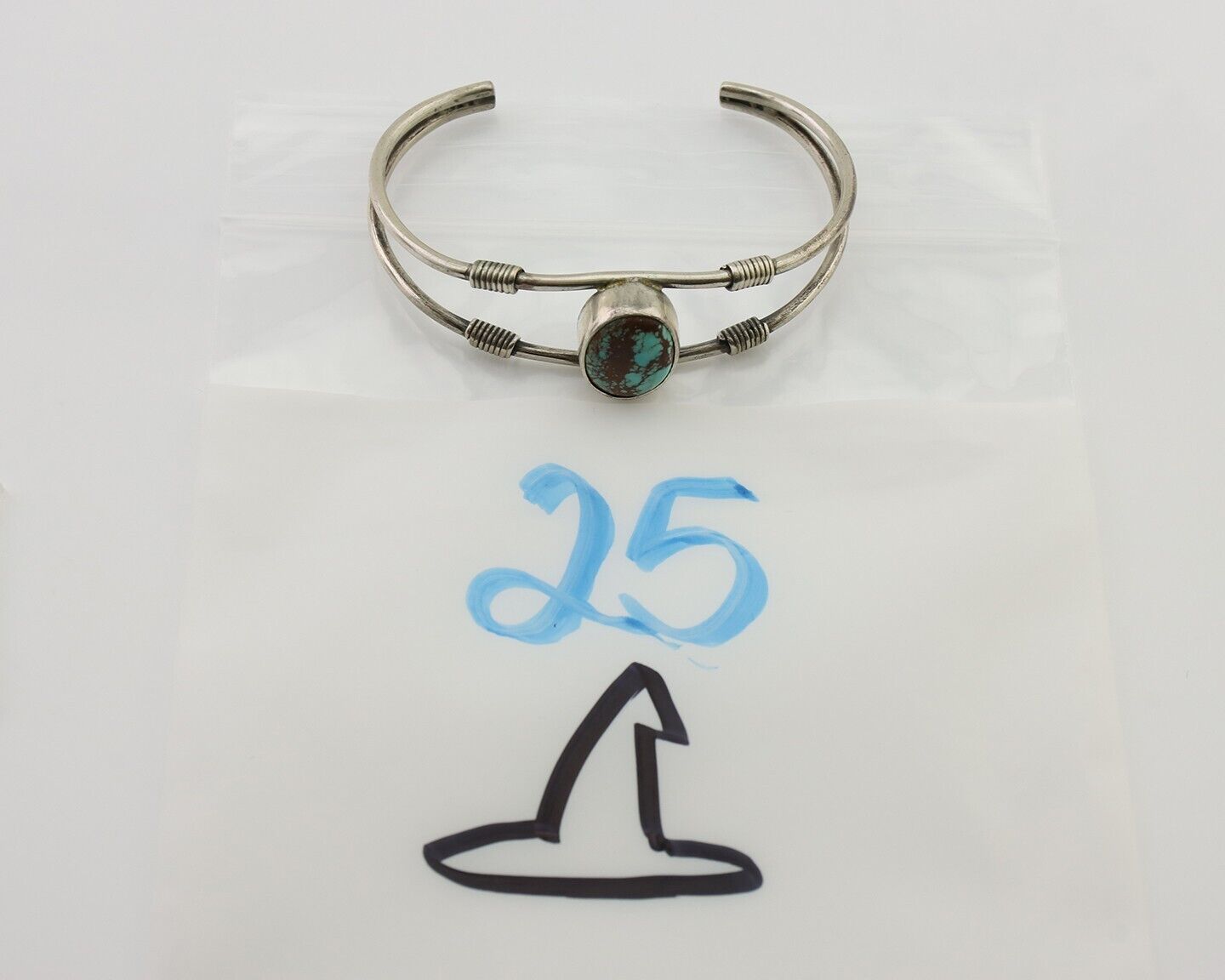 Navajo Bracelet 925 Silver Natural Blue Turquoise Native American Artist C.80's