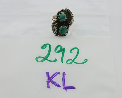 Navajo Ring 925 Silver Natural Blue Green Turquoise Signed MC C.80's