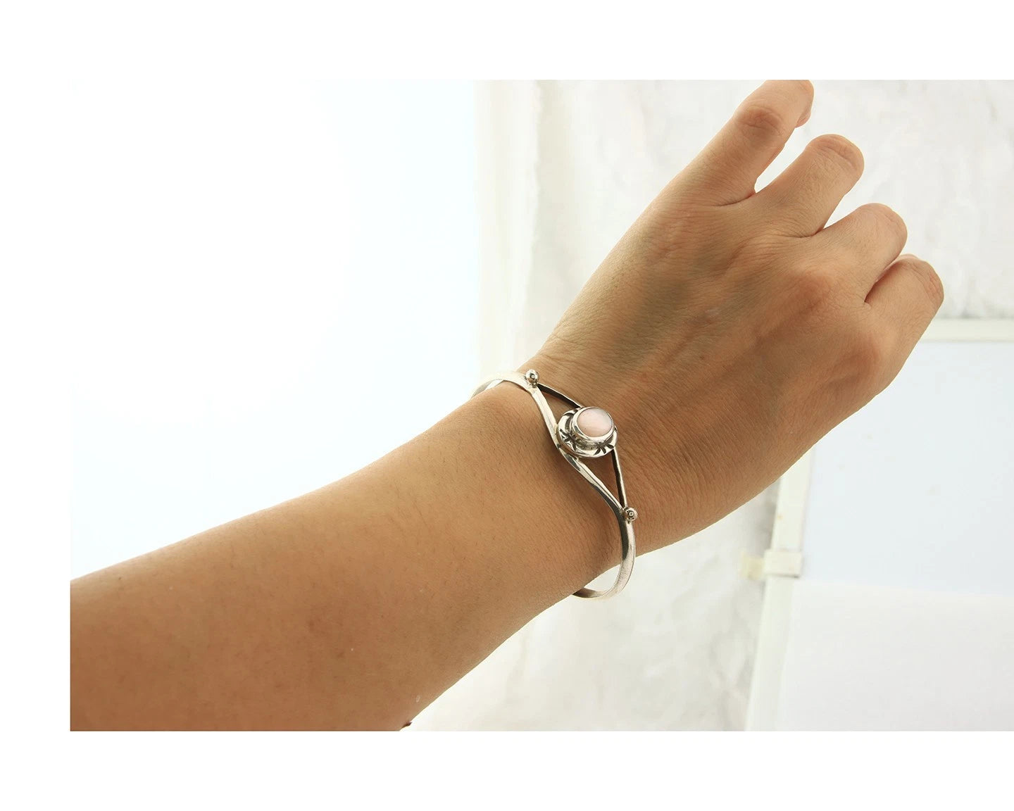 Navajo Cuff Bracelet Sterling Silver Authentic Pink Muscle Native Artist