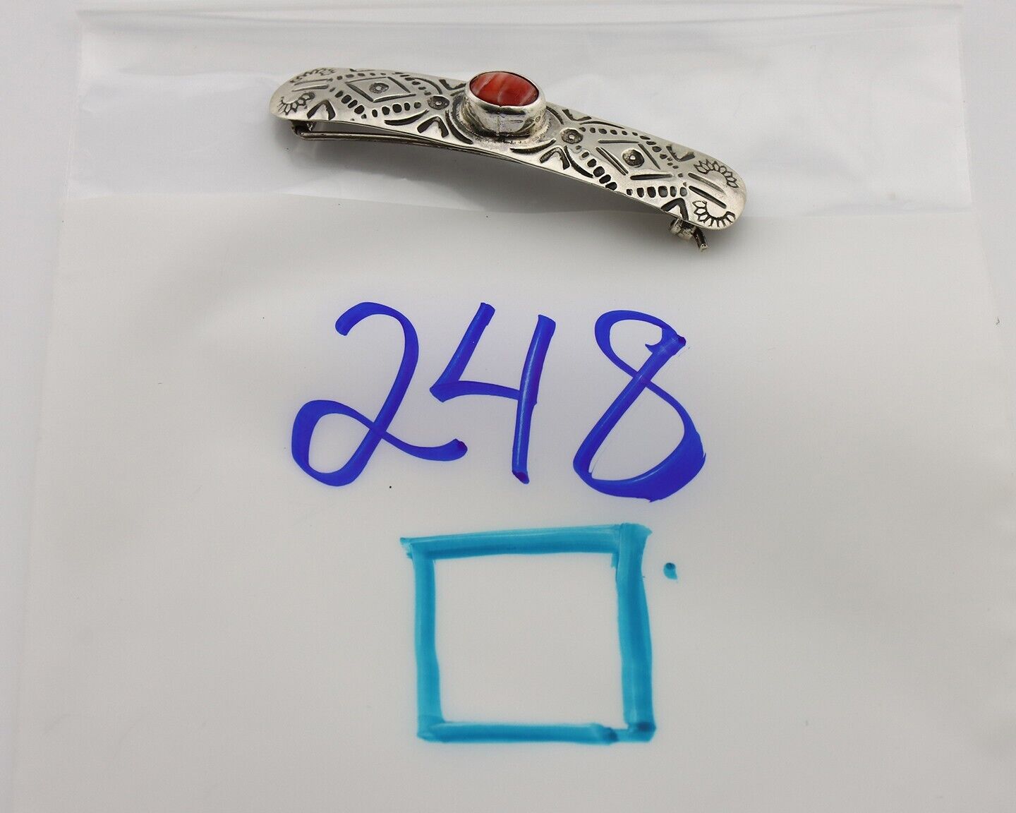 Women Navajo Hair Clip Barrette 925 Silver White Red Spiney Oyster Native Artist