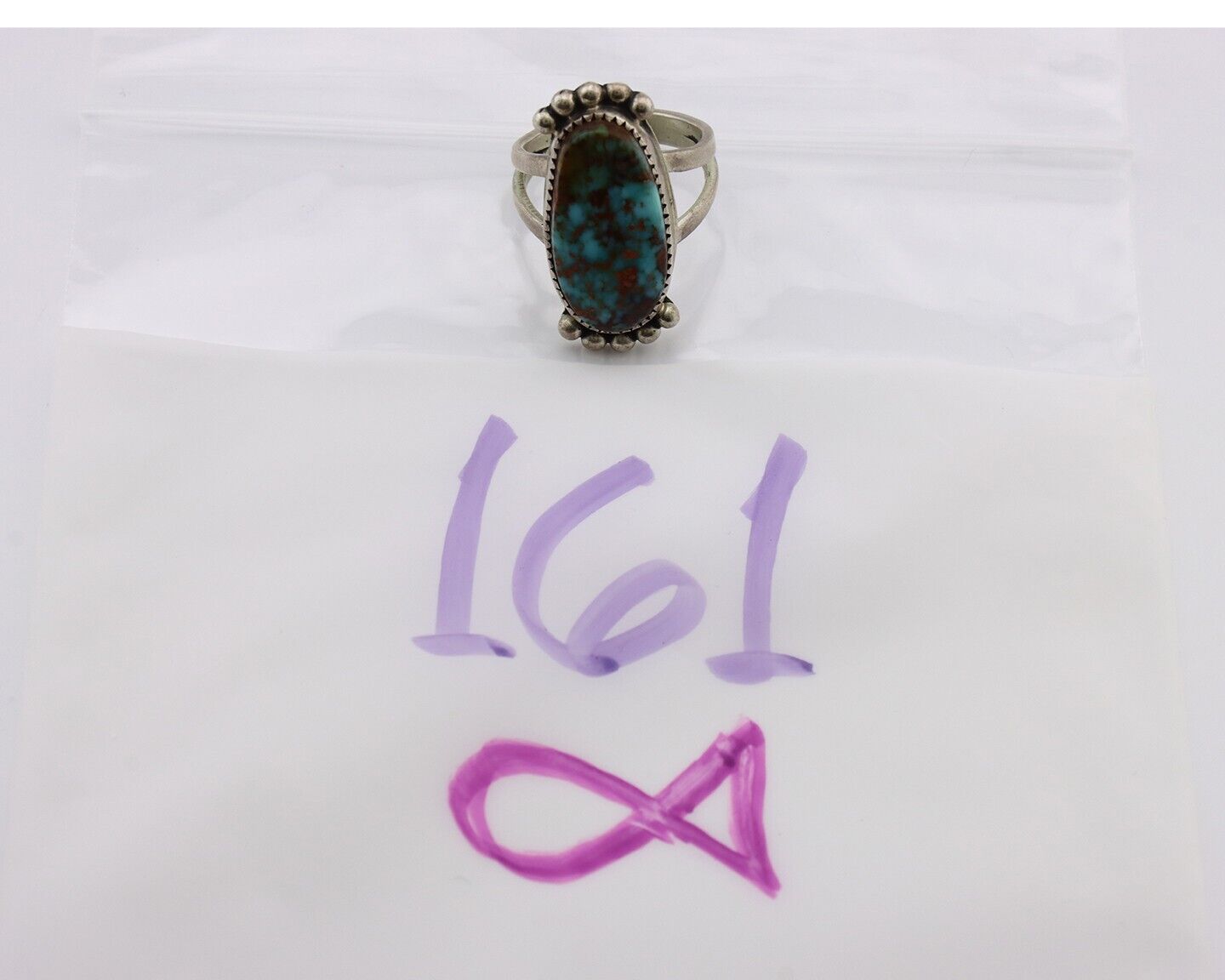 Navajo Ring 925 Silver Natural Turquoise Native American Artist C.80's