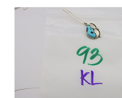 Navajo Necklace 925 Silver Natural Blue Turquoise Artist Signed D Zachary C.80's