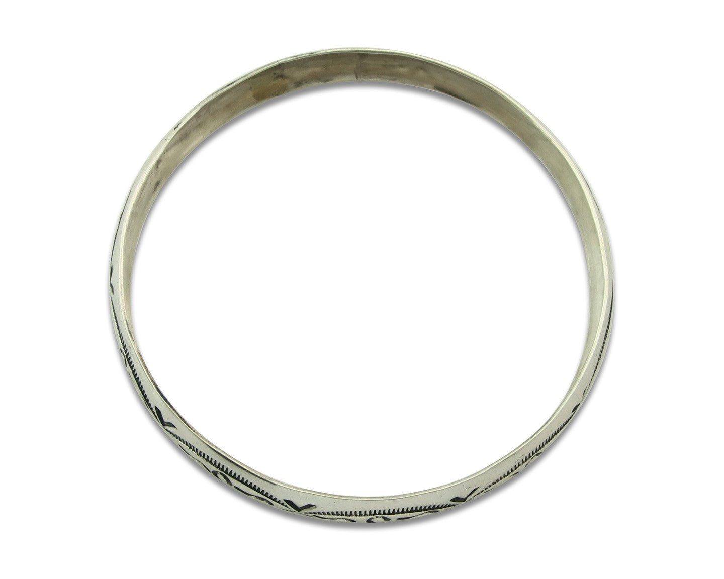 Vintage Navajo Bangle Bracelet Sterling Silver Hand Stamped Signed J