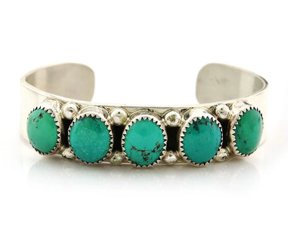 Navajo Cuff Bracelet Sterling Silver Turquoise Vintage Native Art Signed C Jones