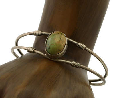 Navajo Bracelet 925 Silver Natural Green Turquoise Native American C.80's
