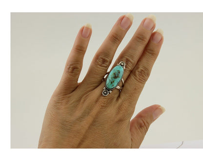 Navajo Ring 925 Silver Natural Blue Turquoise Native American Artist C.80's