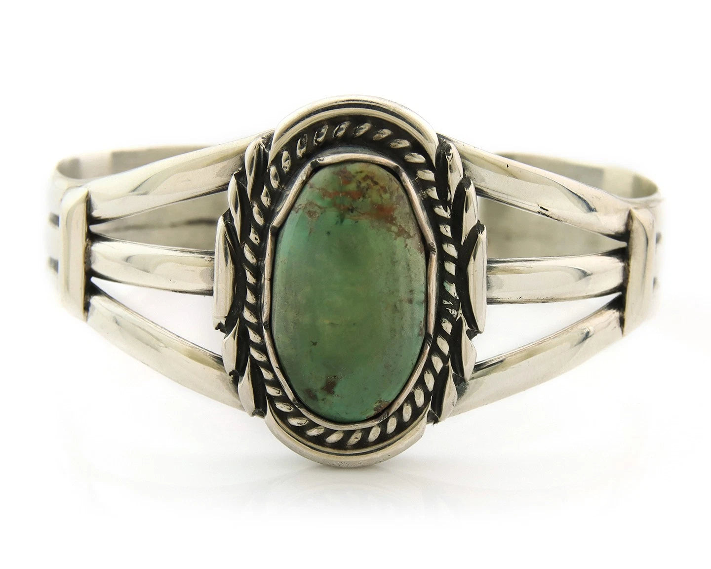 Navajo Bracelet Sterling Silver Turquoise Vintage Native Artist Signed Sunrise