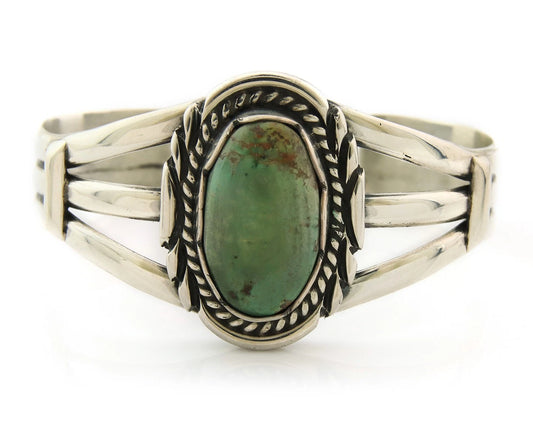 Navajo Bracelet Sterling Silver Turquoise Vintage Native Artist Signed Sunrise