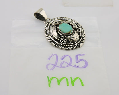 Navajo Pendant 925 Silver Natural Blue Turquoise Native American Artist C.80's