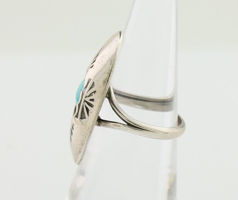Navajo Ring 925 Silver Natural Blue Turquoise Native American Artist C.80's