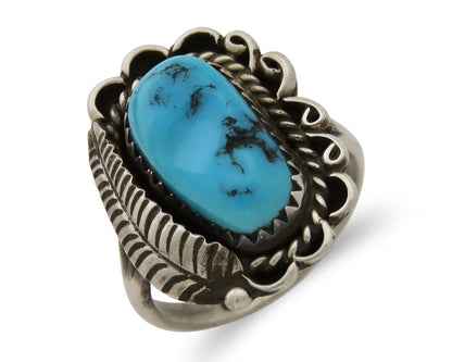 Navajo Ring 925 Silver Natural Blue Turquoise Native American Artist C.80's