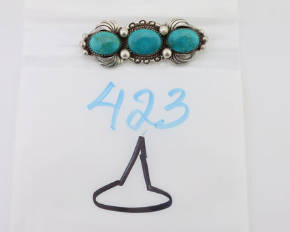 Navajo Pin Pendant 925 Silver Natural Turquoise Signed Billy Eagle C.80's