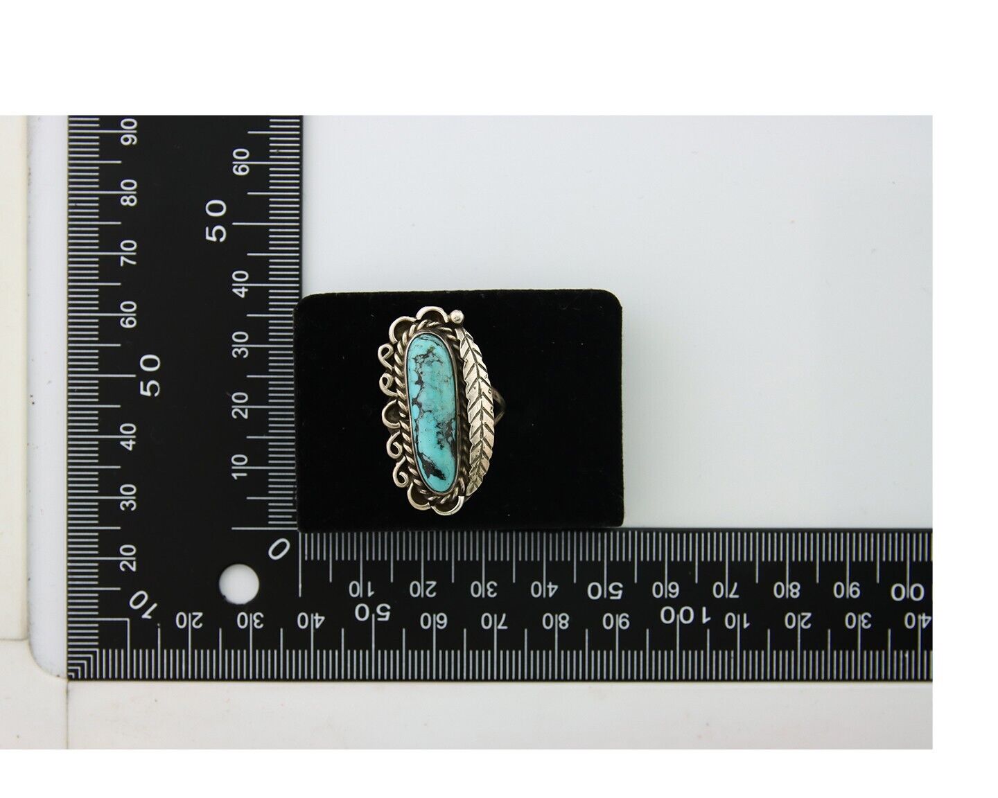 Navajo Ring .925 Sterling Blue Turquoise Artist Signed R Yazzie C.80's