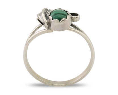 Navajo Handmade Ring 925 Silver Natural Malachite Native Artist Size 6.0 C.80's