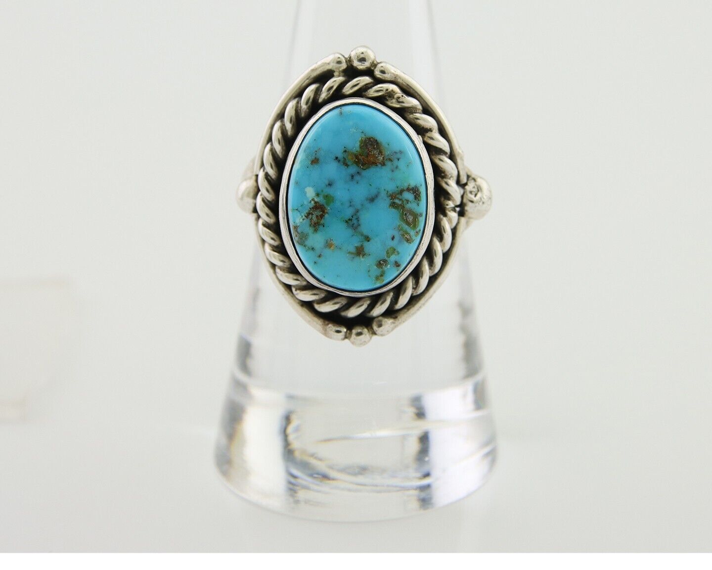 Navajo Ring 925 Silver Blue Turquoise Native American Artist C.80's
