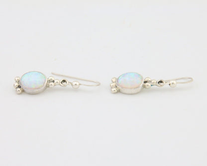 Navajo Dangle Earrings 925 Silver Natural Opal Artist Signed Montoya C.80's