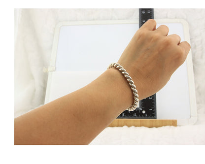 Navajo Twist Bracelet Sterling Silver Gold Authentic Vintage Native Artist 6mm