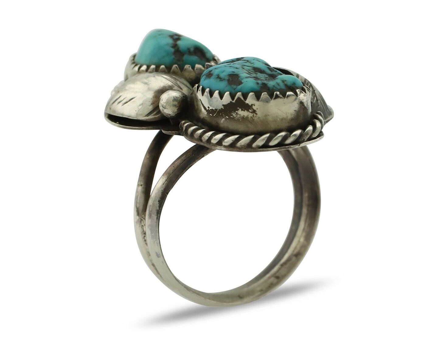 Navajo Ring 925 Silver Sleeping Beauty Nugget Turquoise Native Artist C.80's