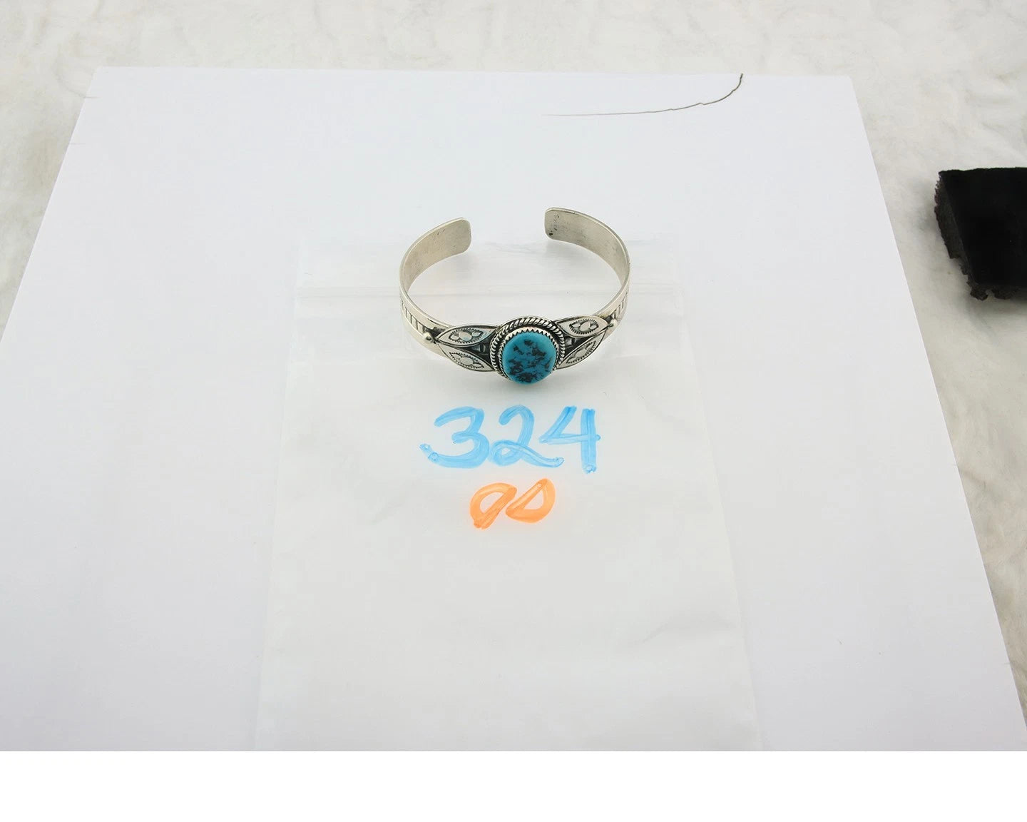 Navajo Cuff Bracelet Sterling Silver Turquoise Handmade Vintage Signed MG