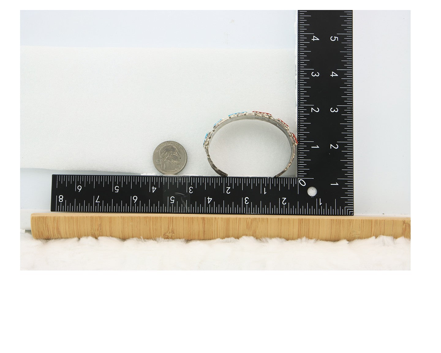 Zuni Cuff Bracelet Sterling Silver Natural Coral & Turquoise Signed Cheama