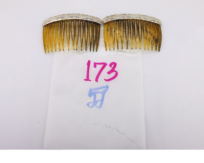 Navajo Hair Comb 925 Silver Hand Stamped Native American Artist 2 Piece Set C80s