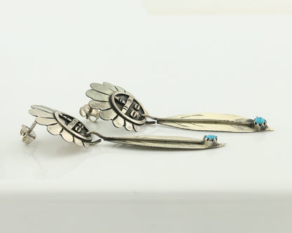 Navajo Earrings Sterling Silver Turquoise Dangle Vintage Authentic Tiwa