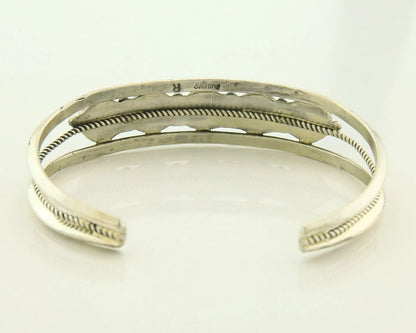 Navajo Cuff Bracelet 925 Sterling Silver Turquoise Handmade Vintage Signed R