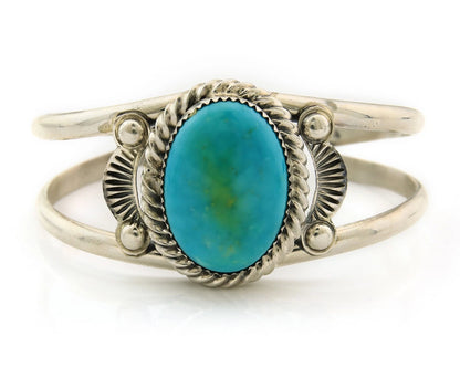 Navajo Cuff Bracelet Sterling Silver Turquoise Vintage Signed Randy Boyd