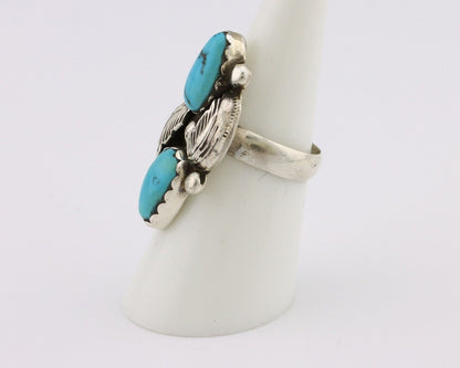 Zuni Ring 925 Silver Natural Blue Turquoise Signed Simplicio C.80's