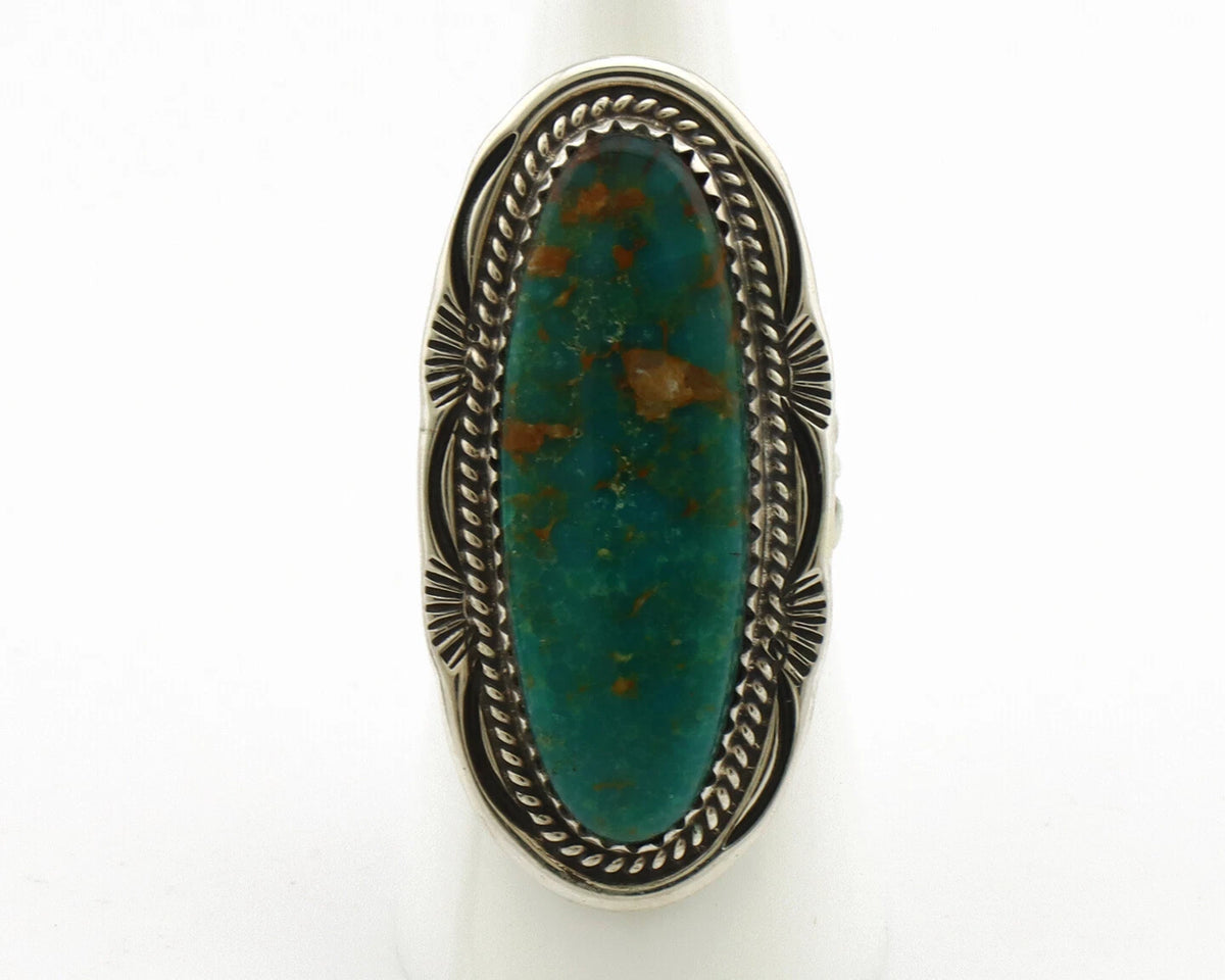 Navajo Ring .925 Silver Blue Southwest Turquoise Artist Talhat C.80's