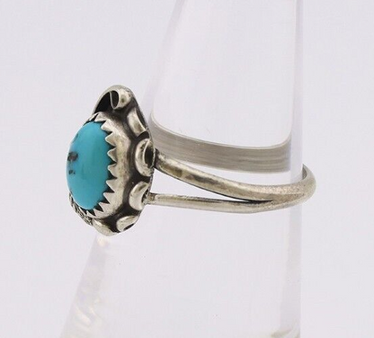 Navajo Ring 925 Silver Sleeping Beauty Turquoise Native American Artist C.80's