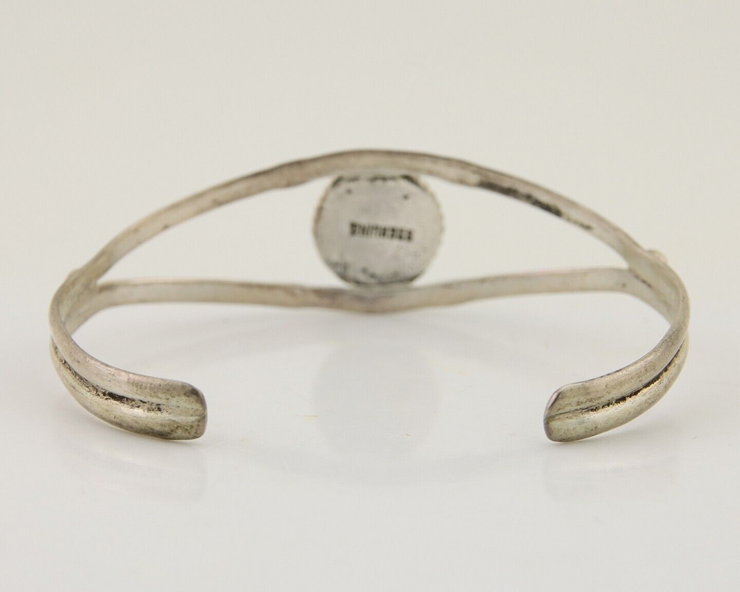 Navajo Hand Stamped Cuff Bracelet Turquoise 925 Silver Native American Artist