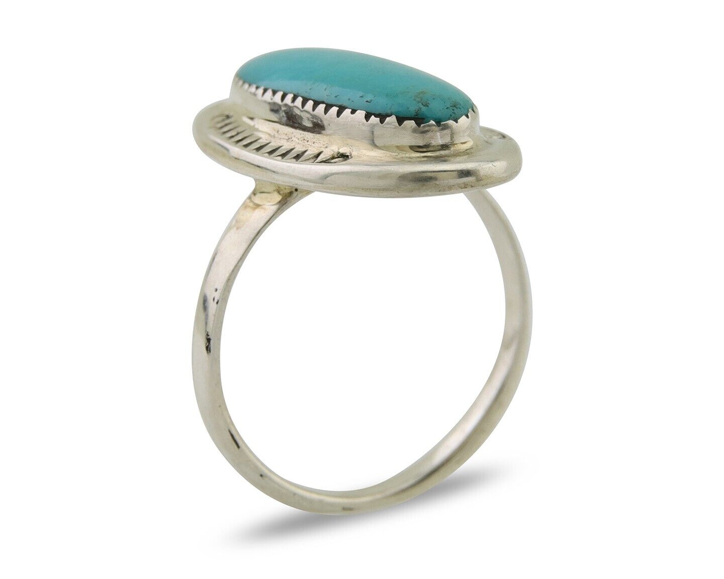 Navajo Ring 925 Silver Blue Turquoise Artist Signed CS C.80's