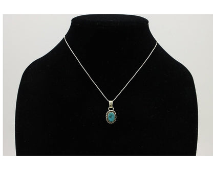 Navajo Necklace 925 Silver Natural Kingman Turquoise Native Artist C.2008