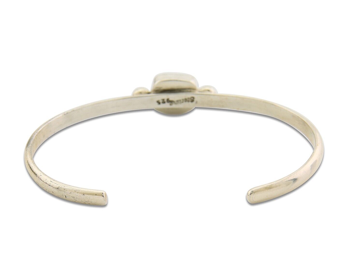 Navajo Bracelet .925 Silver Natural Red Coral Cuff Native American Artist C.80's