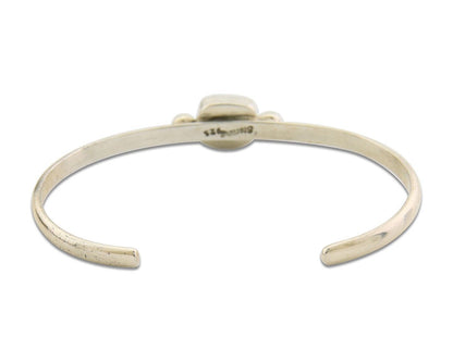 Navajo Bracelet .925 Silver Natural Red Coral Cuff Native American Artist C.80's